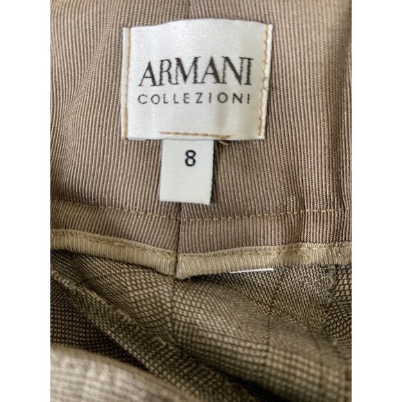 Sz 8 Armani Collezioni Womens Gray Plaid Wool-Blend Dress Pants Wide Leg GUC - Picture 4 of 7